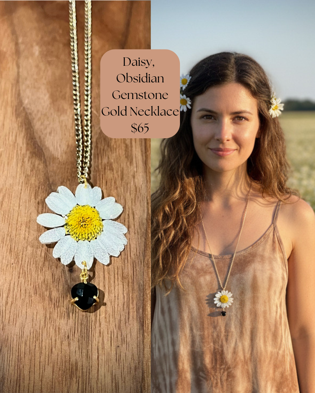 A-Daisy Obsidian Necklace