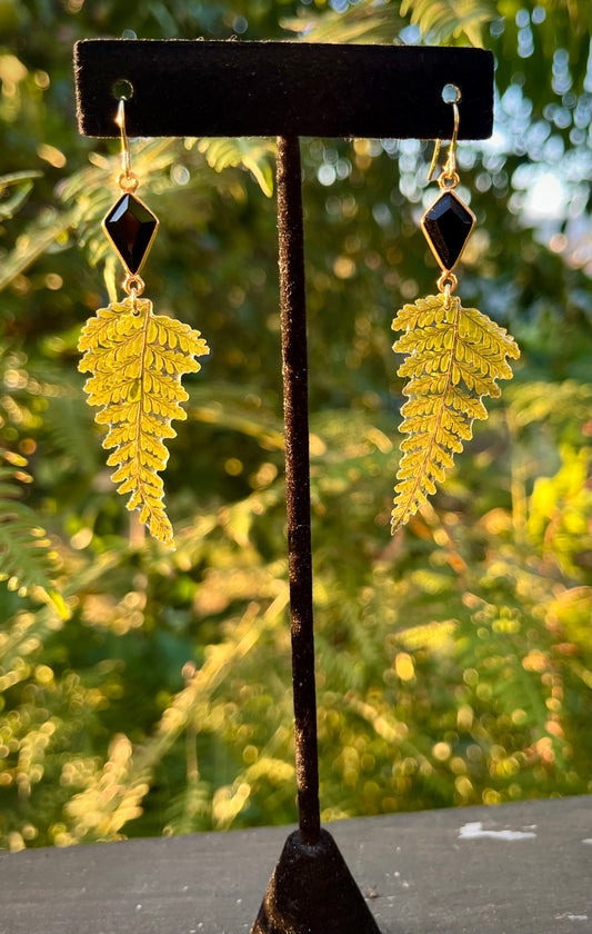 Fern & Obsidian Dangle Earrings