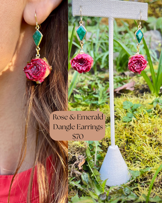 A-Rose & Emeral Earrings