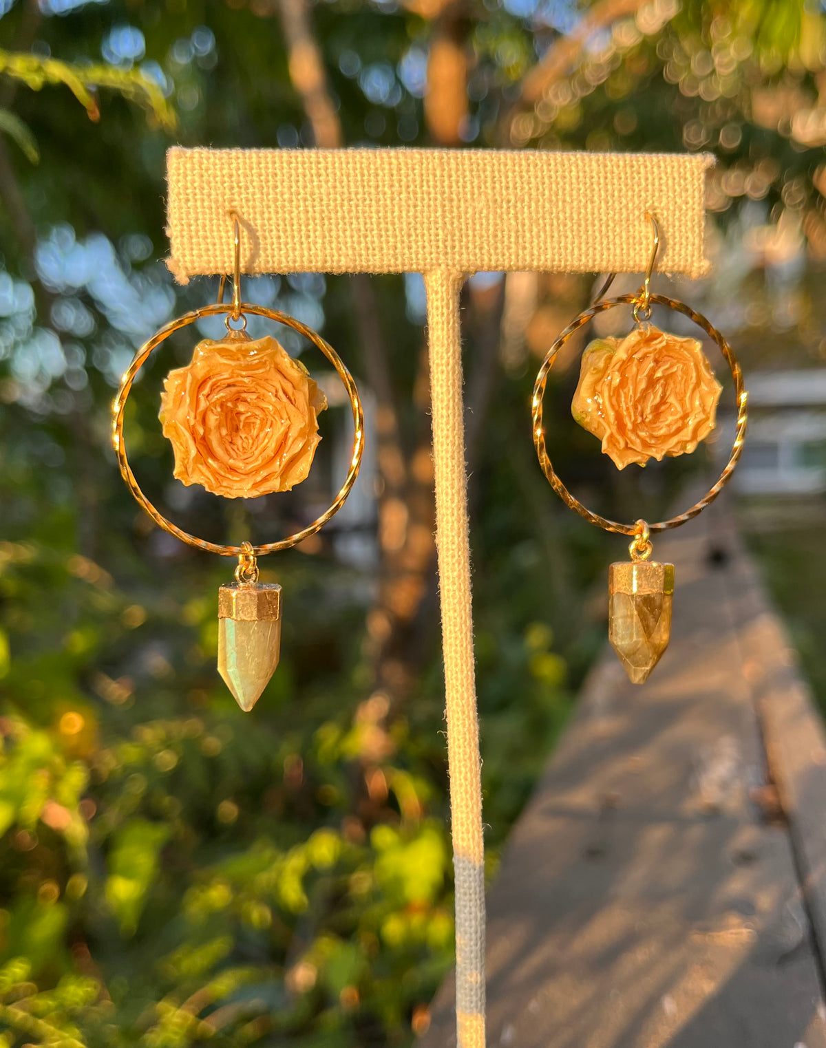 Rose & Labradorite Dangles