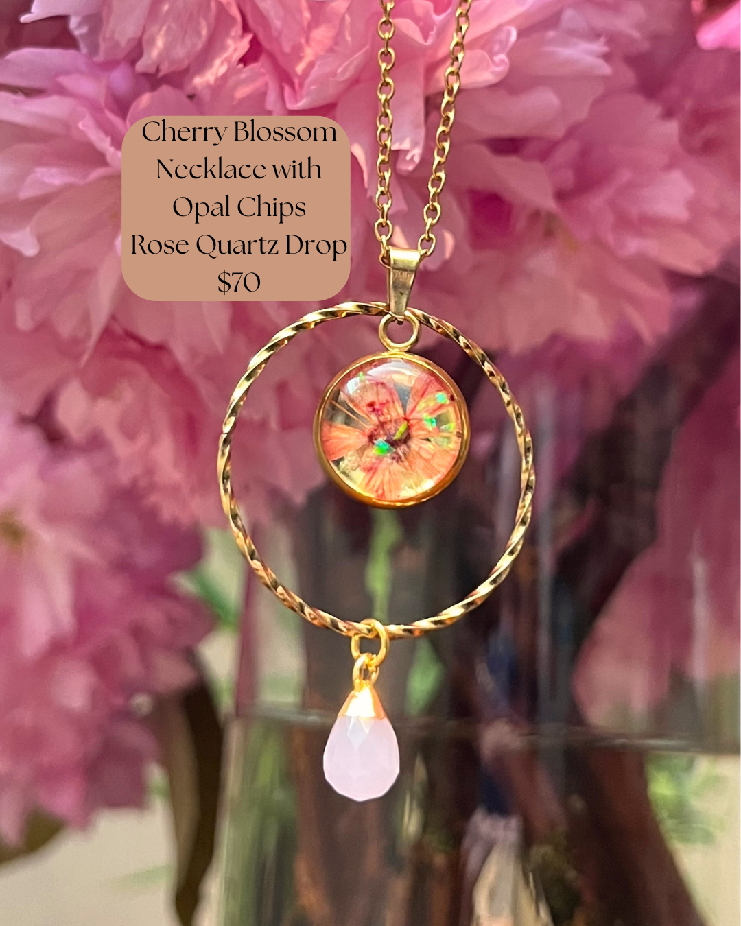 A-Cherry Blossoms Rose Quartz Necklace