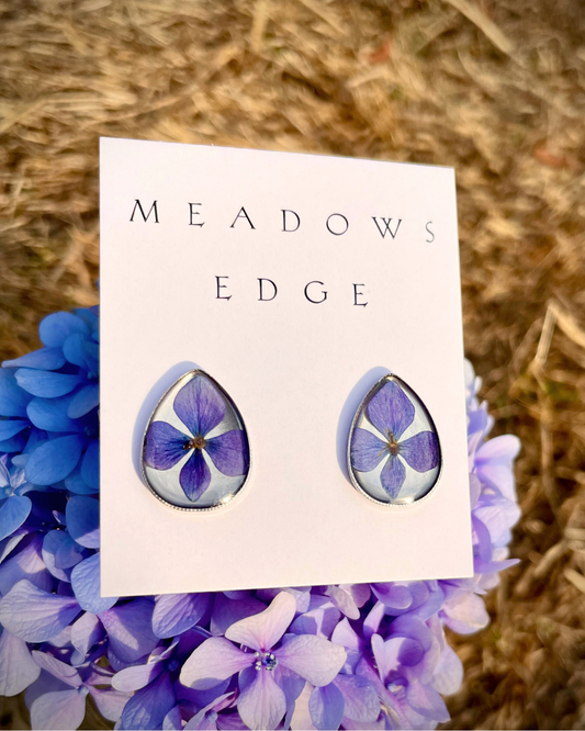 Hydrangea Teardrop Stud Earrings