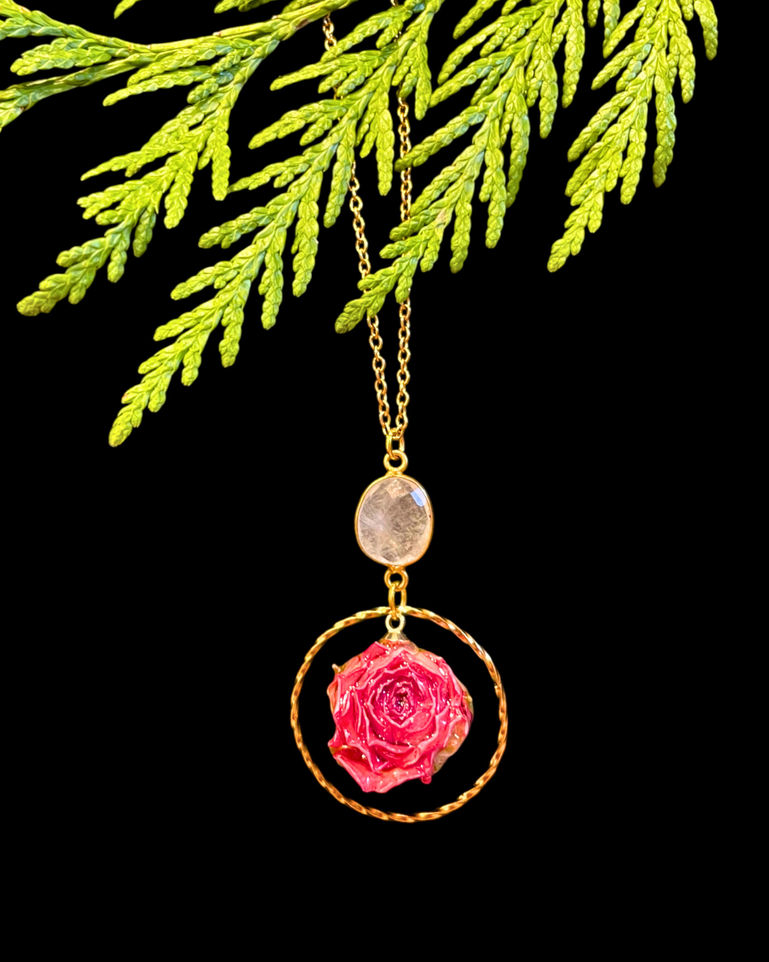 Aphrodite Rose & Quartz Necklace