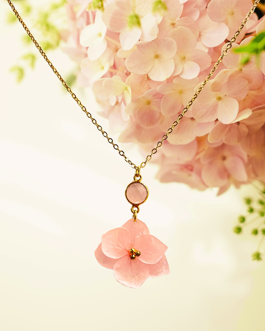 Hydrangea & Rose Chalcedony Necklace