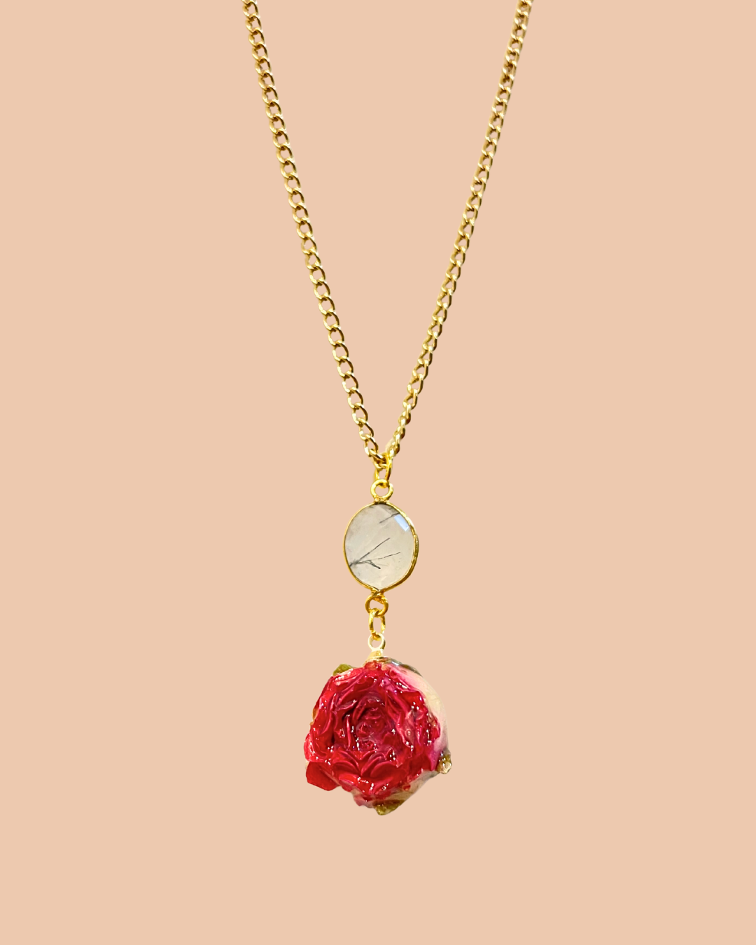 Aphrodite Rose & Quartz Necklace