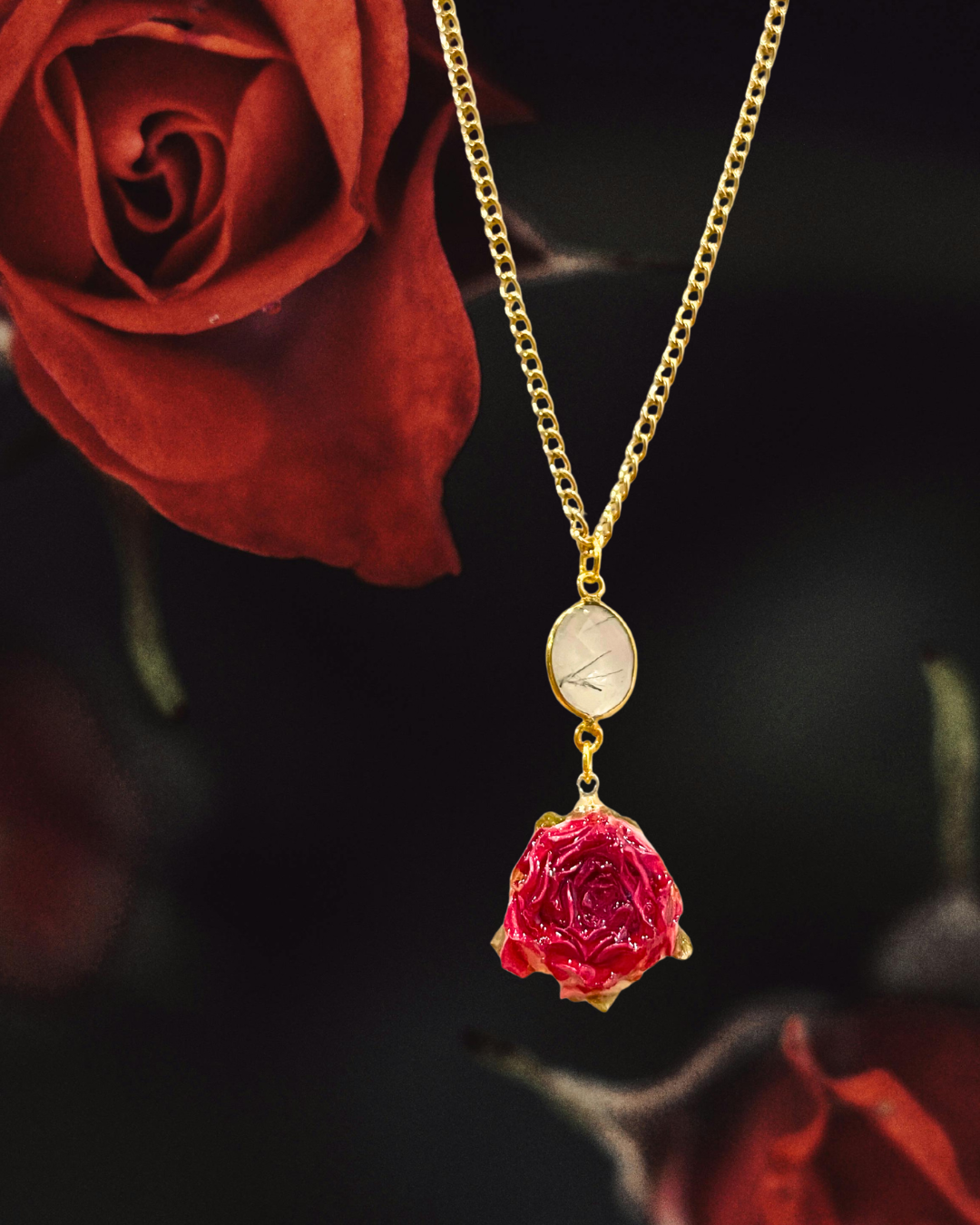 Aphrodite Rose & Quartz Necklace