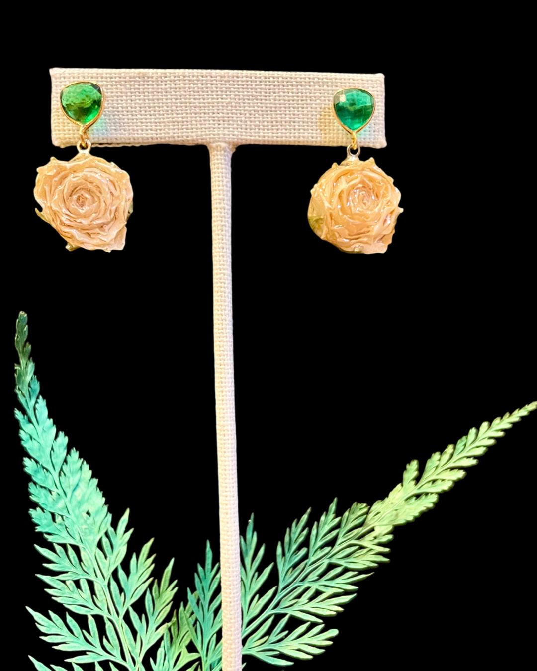 Aphrodite Rose & Emerald Earrings
