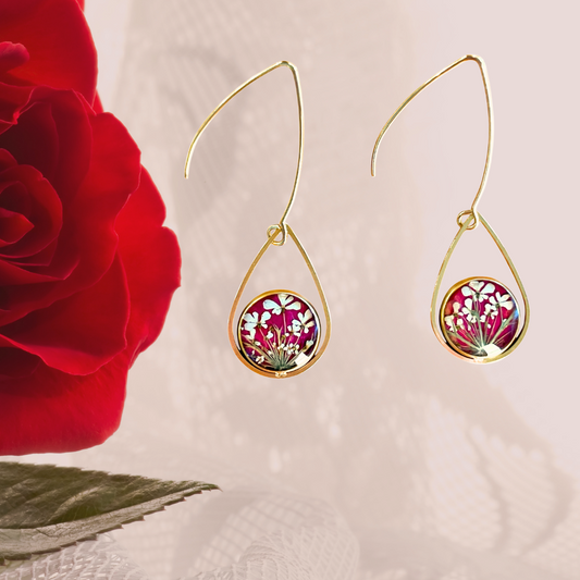 Queen Anne's Lace & Rose Dangles