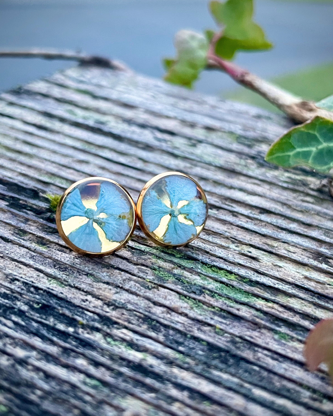 A-Blue Hydrangea Stud Earrings